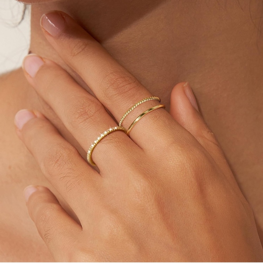 Elegant Gold-Tone Ring Set of 3 size 12